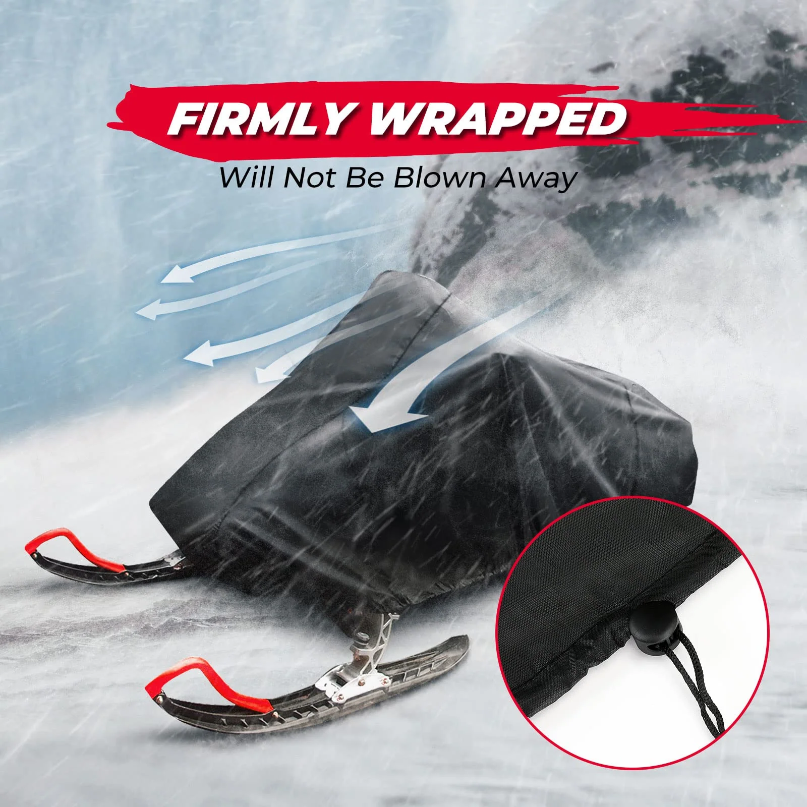 Snowmobile Cover 210D Sled Ski Cover, Universal Waterproof Storage Cover - Image 4