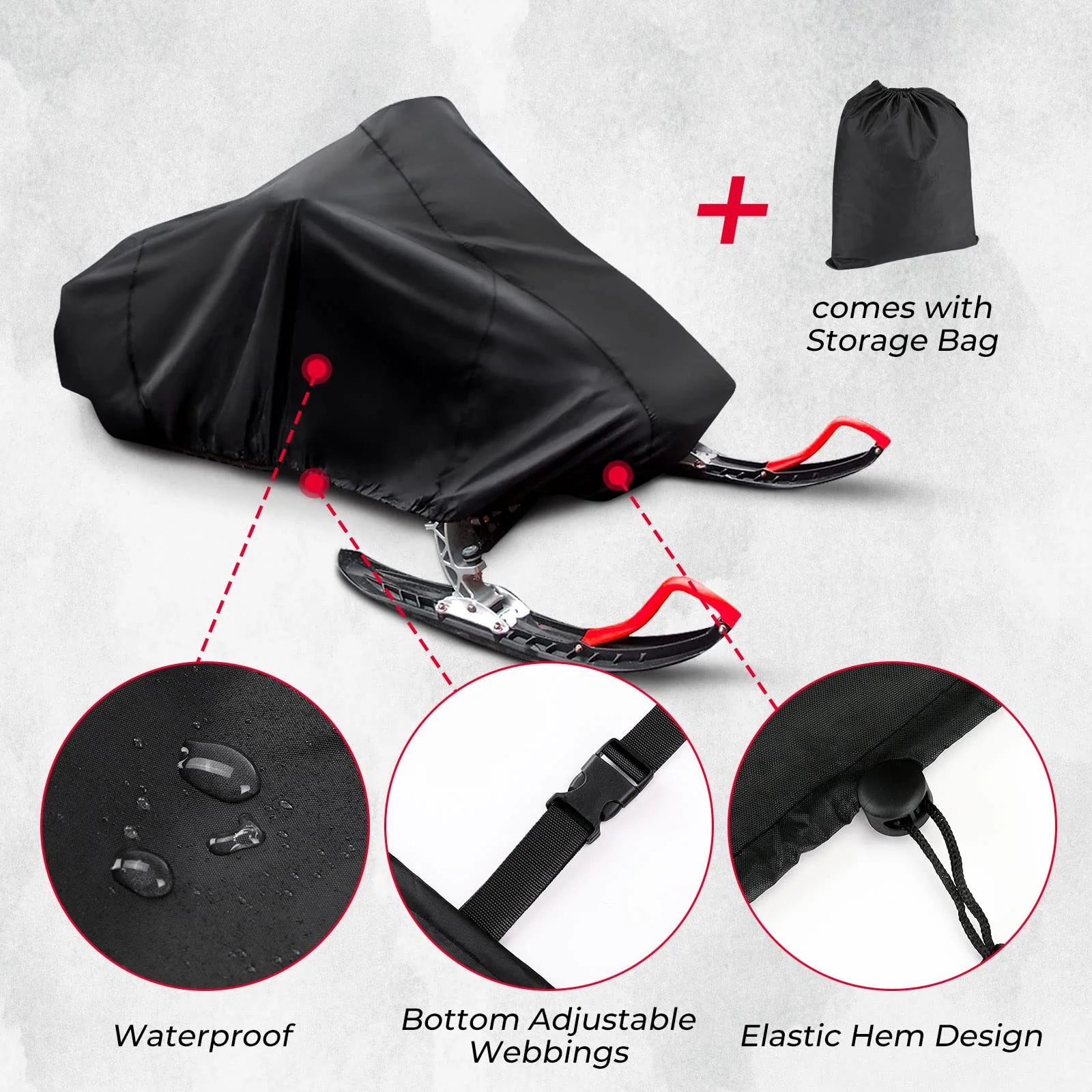 Snowmobile Cover 210D Sled Ski Cover, Universal Waterproof Storage Cover - Image 5