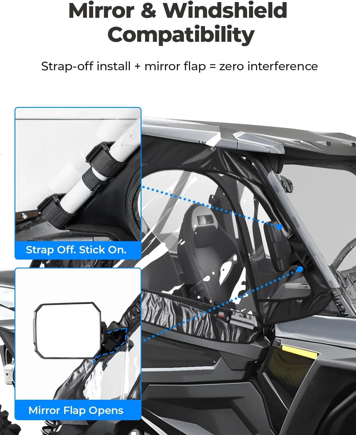 Soft Upper Door Cab Enclosure Set for RZR XP 1000 2014-2023 - Image 5