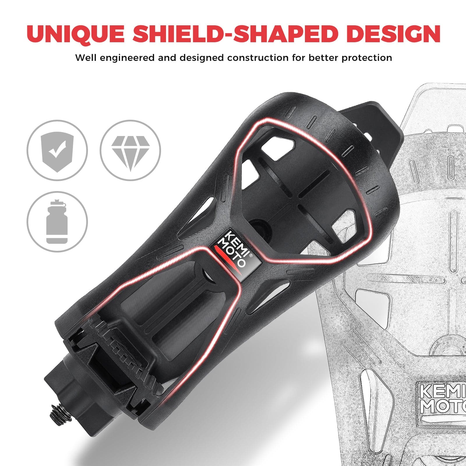 ATV Motorcycle Cup Holder with 0.6"-1.56" Metal Clamp - Image 3