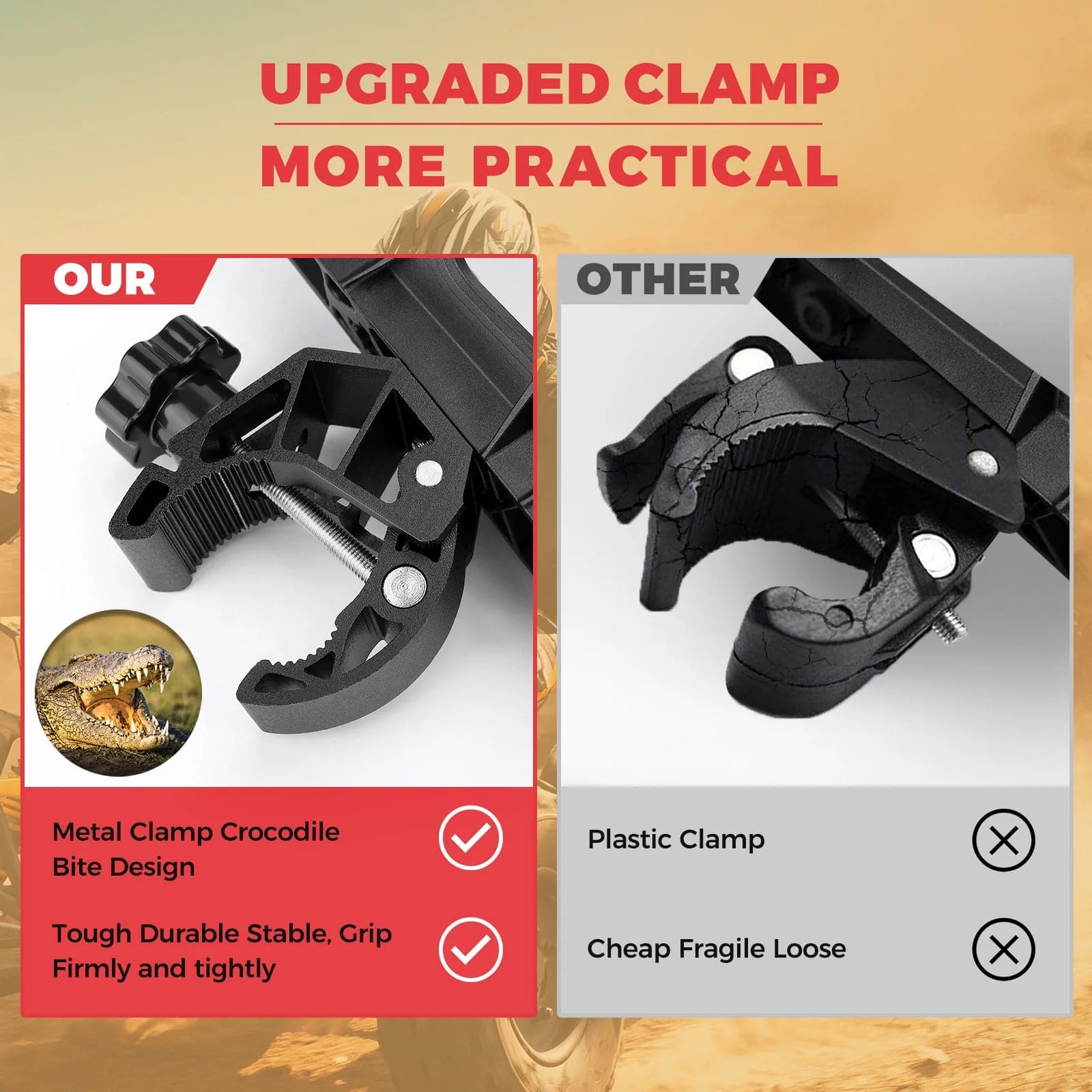 ATV Motorcycle Cup Holder with 0.6"-1.56" Metal Clamp - Image 6