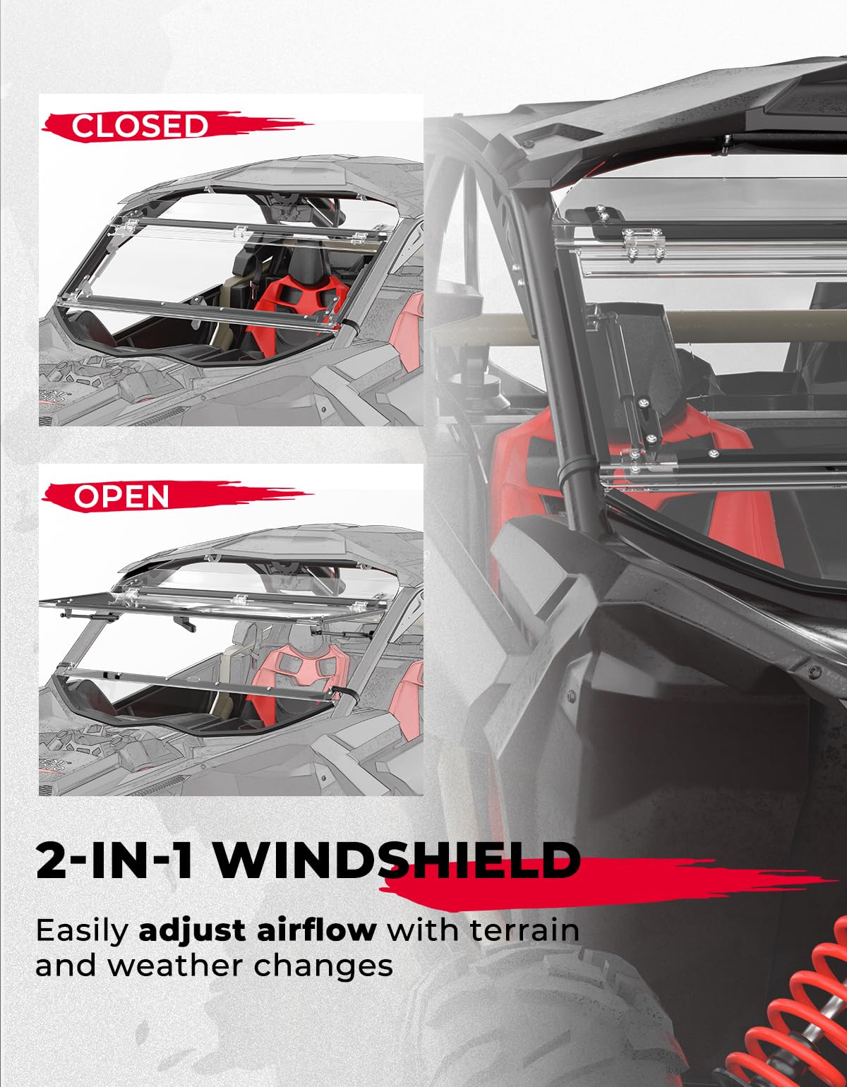 Upgraded Scratch Resistant Flip Windshield for Can-Am Maverick X3/X3 MAX - Image 3