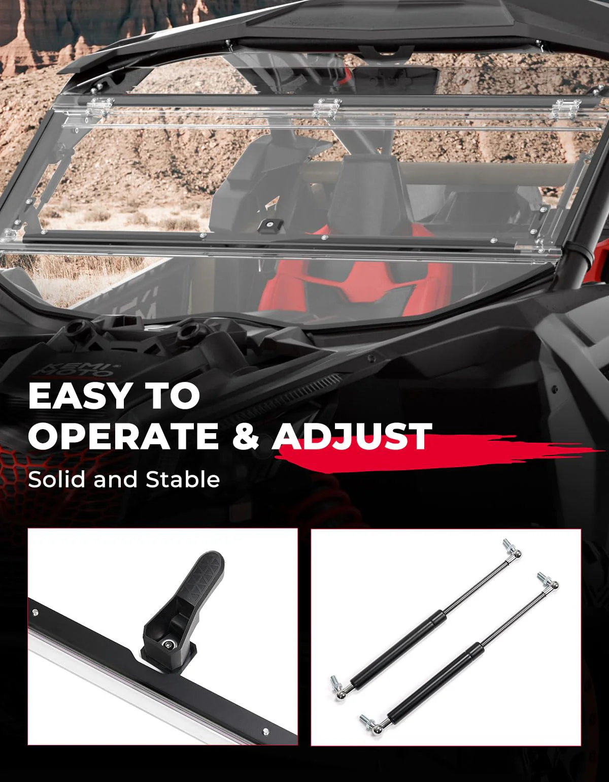 Upgraded Scratch Resistant Flip Windshield for Can-Am Maverick X3/X3 MAX - Image 4