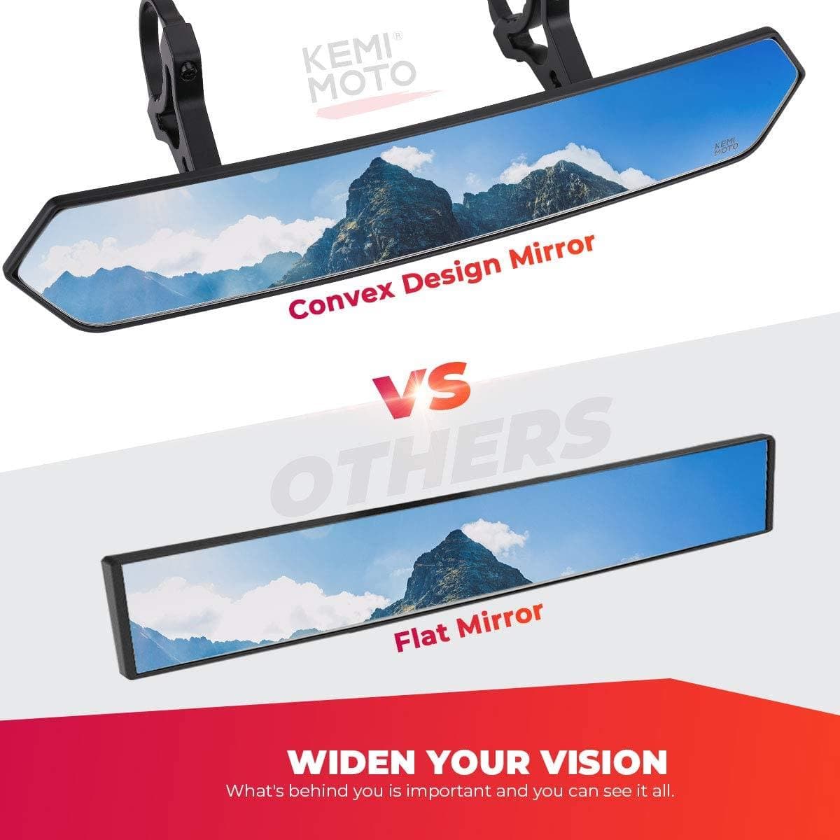 UTV Adjustable Rear View Mirror & Side Mirrors for 1.75"-2" Round Tube - Image 8