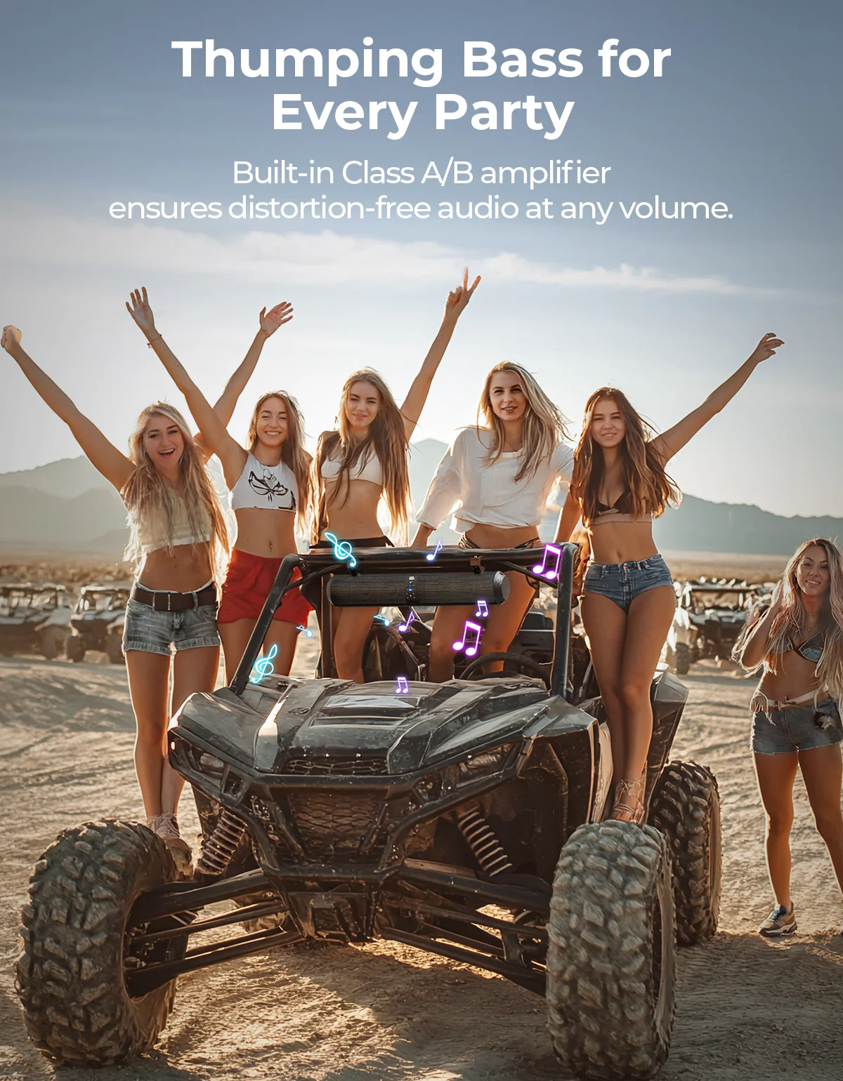 6 Speaker 28‘’ UTV Bluetooth Sound Bar for 1.56"-2.25" Roll Bar - Image 3