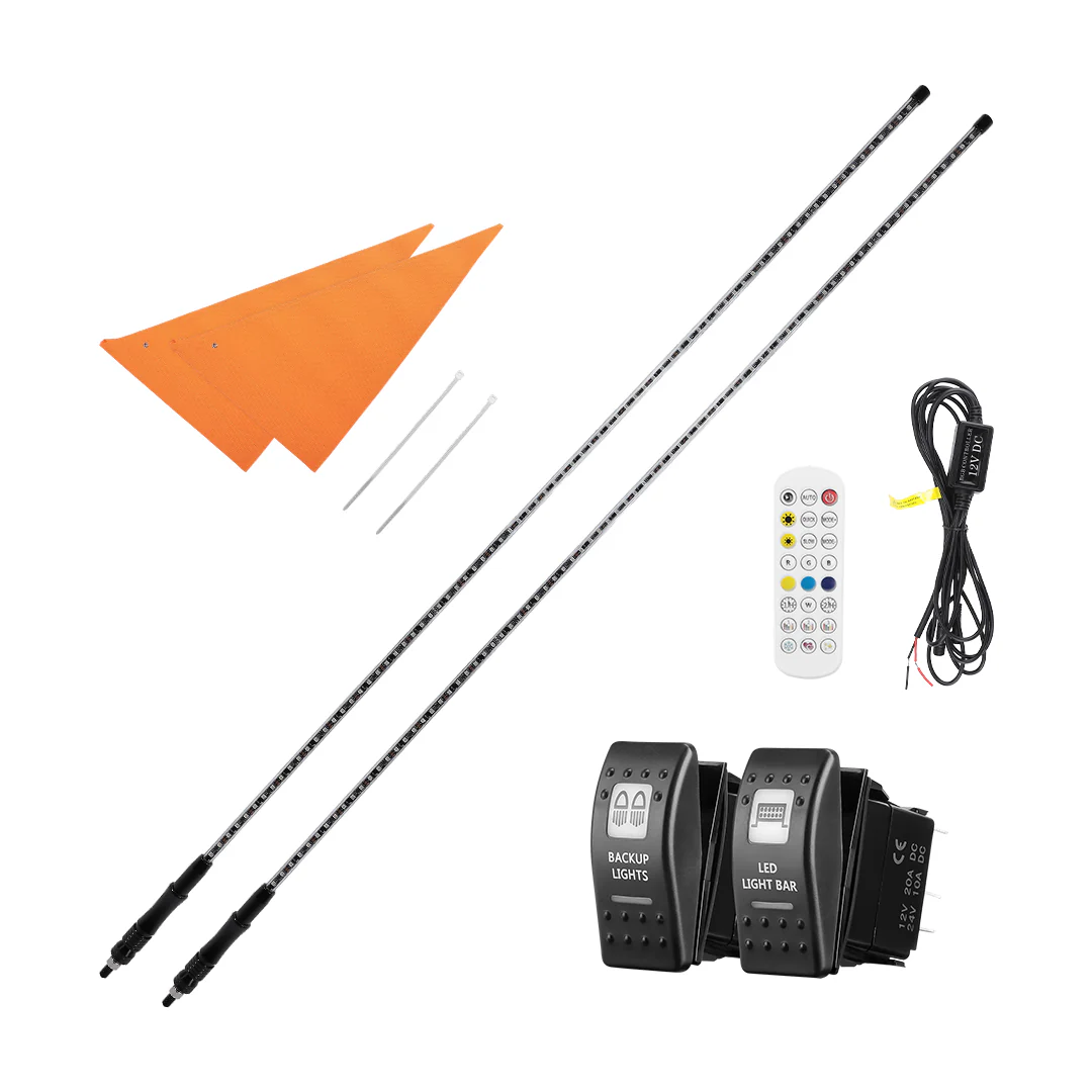 LED Whip Lights for ATV/UTV/RZR (5FT & RGB - 2Pcs) - Image 12