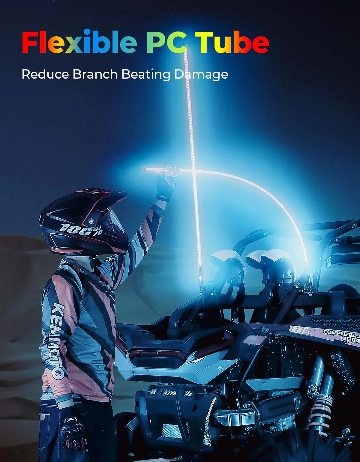 LED Whip Lights for ATV/UTV/RZR (5FT & RGB - 2Pcs) - Image 6