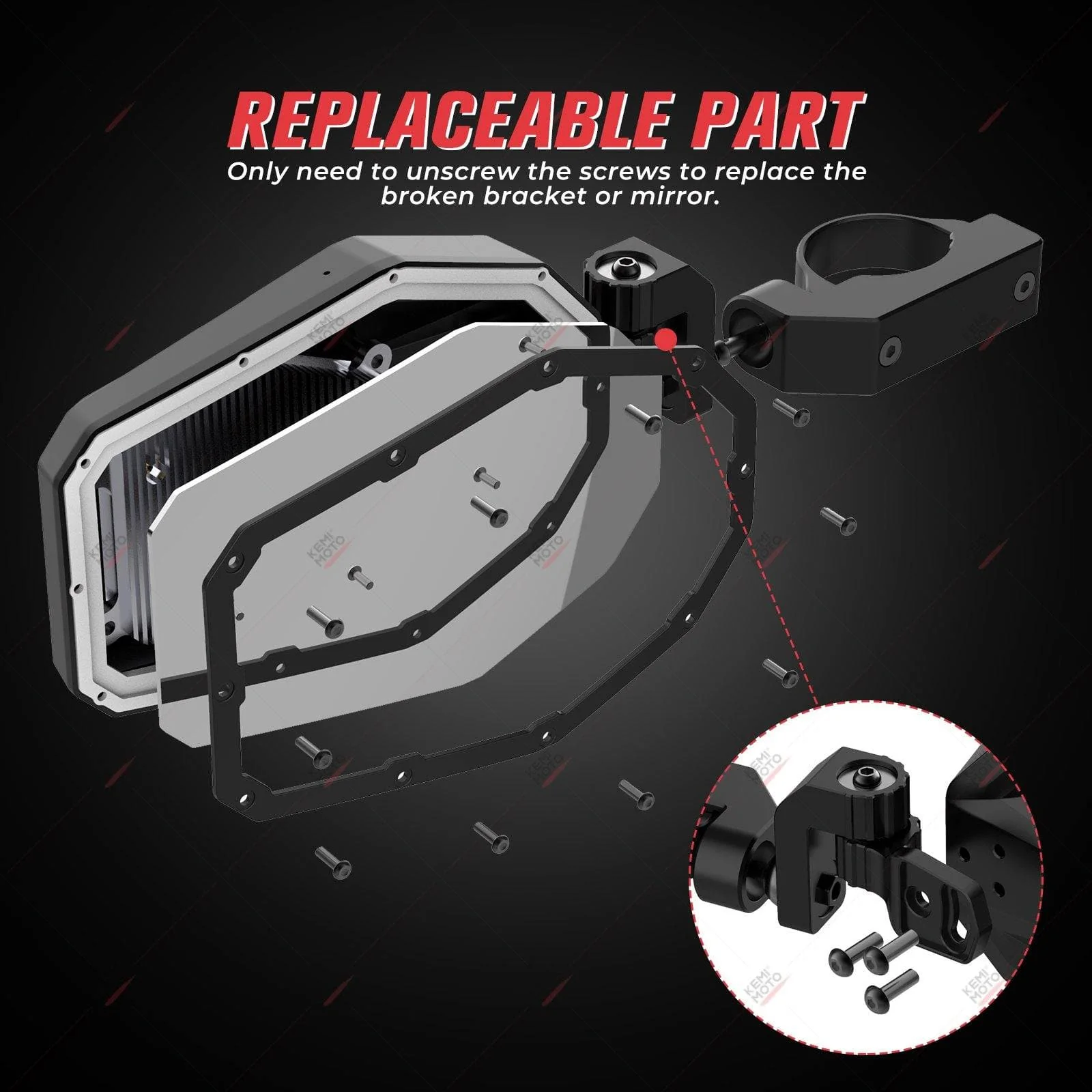 UTV Side Mirrors with LED Turn Signal Lights for 1.6"-2" Roll Bar - Image 7